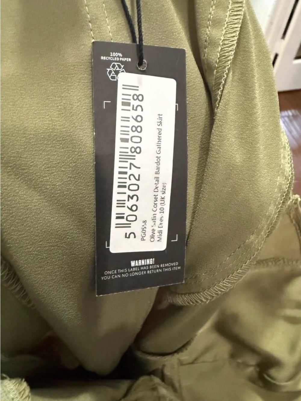 PrettyLittleThing Olive Draped Corset Midi Dress - Picture 4 of 7